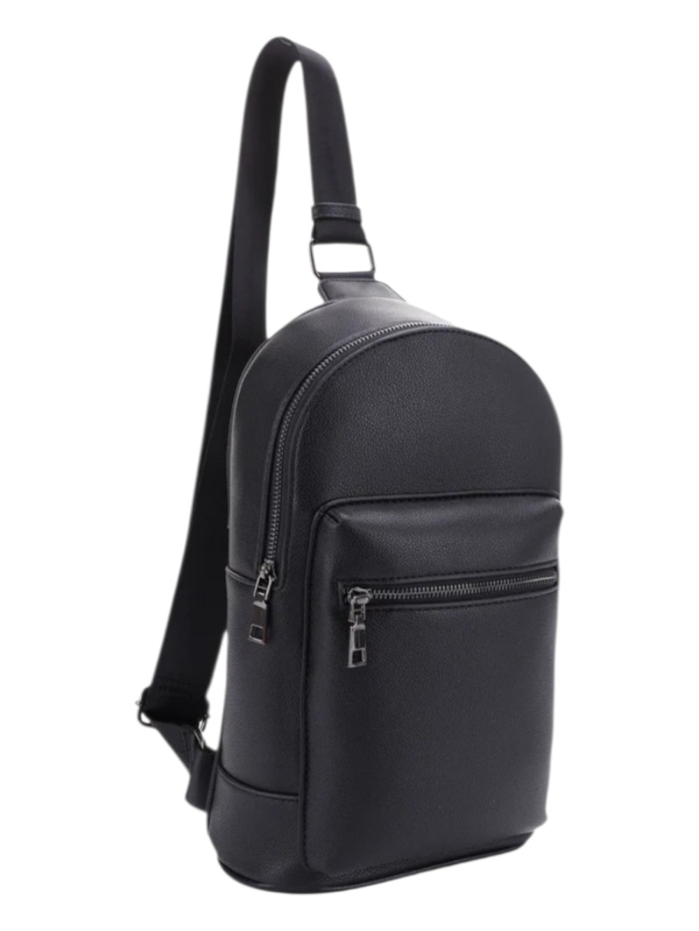 Black Leather Unisex Sling Belt Bag